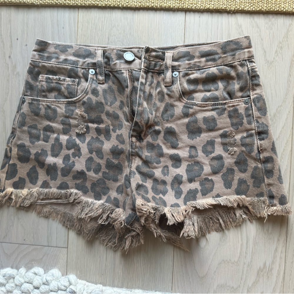 Blank NYC leopard cut offs